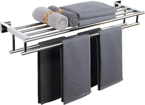Vista 26 de Alise Toallero, Estante de Toallas con Barras Dobles para Lavabo de Baño, SUS 304 Acero Inoxidable de Montaje en Pared, 40.6 cm Níquel Cepillado