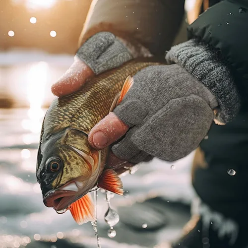 Vista 4 de Palmyth Guantes de pesca en hielo convertibles con imanes, sin dedos, de lana, abrigados para clima frío e invierno, para hombres y mujeres