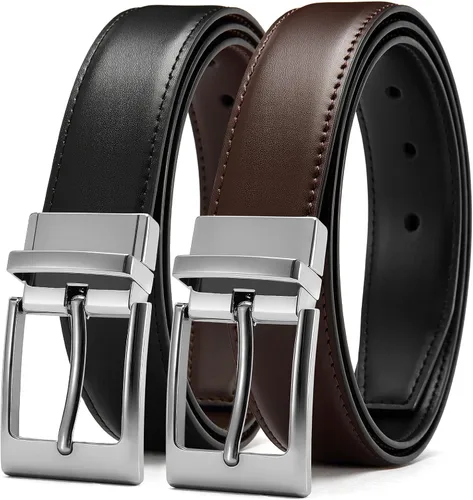 Vista 8 de CHAOREN Cinturón reversible para hombre, 1 pieza, cinturón de vestir de Negro/Marrón