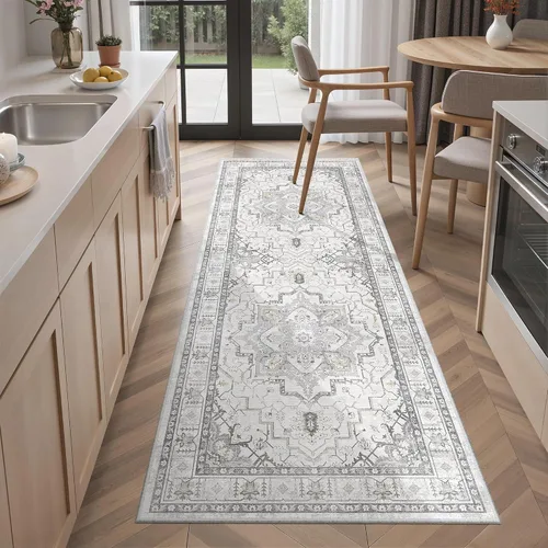 Vista 120 de Madane Alfombra lavable de 2 x 3 pies, alfombra de entrada pequeña, antideslizante, vintage, para entrada interior, alfombra de pelo bajo