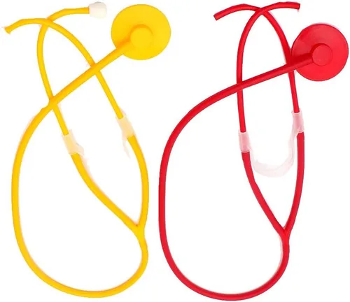 Vista 7 de Estetoscopio de juguete médico ligero portátil DIY juego médico para fiesta, escuela, niños, escenario de actuación (color al azar)