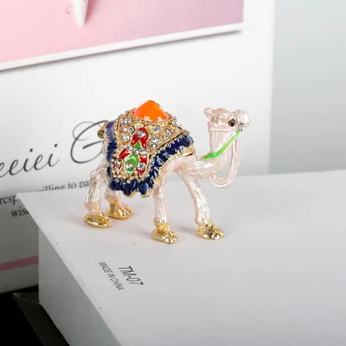 Vista 3 de SEVENBEES Figura coleccionable de camello Exquisita caja de joyería con bisagras de cristal, perfecta para los amantes de los camellos como adorno