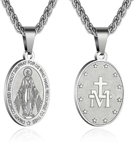 Vista 14 de P. BLAKE Collar ovalado de San Cristóbal, Miguel, José, Jude/Virgen María/José/Francisco/Patrick/Anthony/Benedict/Thomas para hombres y mujeres