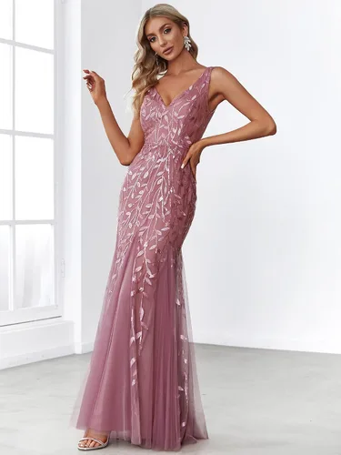 Vista 3 de Ever-Pretty 7886 - Vestido largo de noche sin mangas con cuello en V doble para mujer