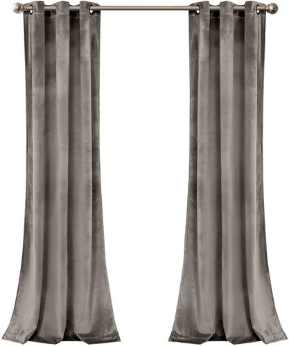 Vista 23 de Lush Decor Prima Velvet - Par de paneles de cortinas de ventana de terciopelo sólido con filtro de luz, 38" de ancho x 84" de largo, negro