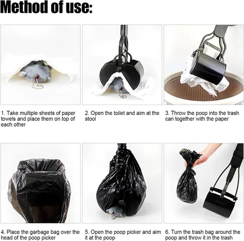 Vista 8 de Cuchara para perros con mango largo de 23.6 in con mango largo para recoger estiércol de mascotas con mango largo (negro)