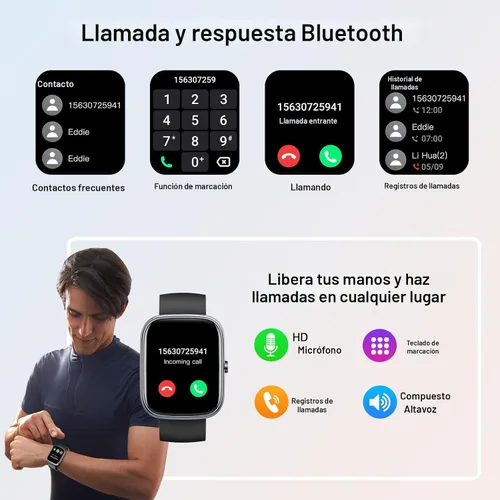 Vista 3 de Reloj inteligente para hombres y mujeres, reloj inteligente HD 2025 de 1.91 pulgadas (respuesta/hacer llamadas), más de 112 modos deportivos