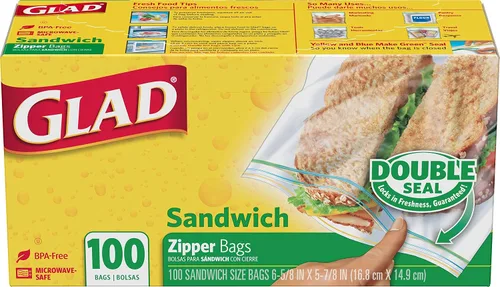 Vista 8 de Glad Bolsas de sándwich con cremallera para almacenamiento de alimentos, 100 unidades (el embalaje puede variar)