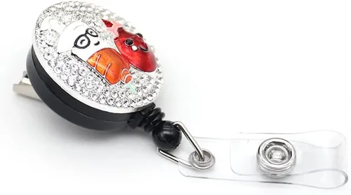 Vista 4 de Lindo Rhinestone Dropping Enfermera Retráctil Identificación Tirador Carrete Titular