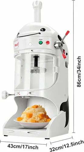 Vista 2 de Máquina de afeitar de hielo 198.4 lbs/H, máquina comercial de granizado de hielo de 350W, máquina de afeitar de hielo Máquina eléctrica de cono