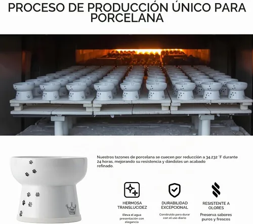 Vista 7 de NECOICHI - Cuenco elevado para agua para gatos, elevado, con líneas de medición, apto para lavavajillas y microondas (gato, extra alto) color blanco