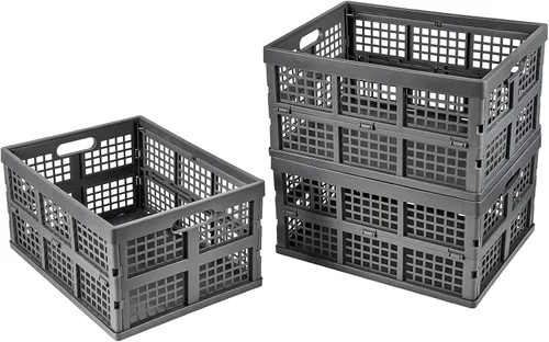 Vista 11 de Aebeky Paquete de 3 cajas de almacenamiento plegables de plástico, 30 L, cajas de plástico plegables para almacenamiento (negro)