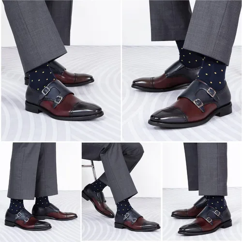 Vista 5 de Zapatos de vestir para hombre formales Oxford esmoquin zapatos de vestir de cuero genuino modernos formales negocios Derby