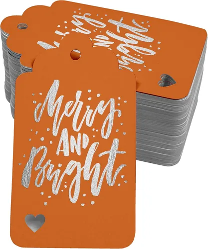Vista 28 de Etiquetas colgantes con texto en inglés "Merry and Bright" (50 unidades)