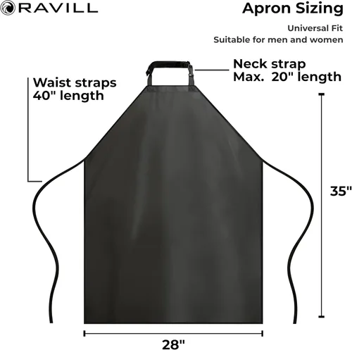 Vista 2 de Ravill Delantal impermeable para hombres y mujeres, delantales de trabajo multiusos de 35 pulgadas para lavavajillas, aseo de perros, limpieza