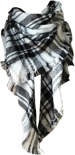 Vista 49 de Wander Agio - Bufanda envolvente con diseño a cuadros o triangular para mujer, cálida y larga, de punto, sensación de cachemira, chal