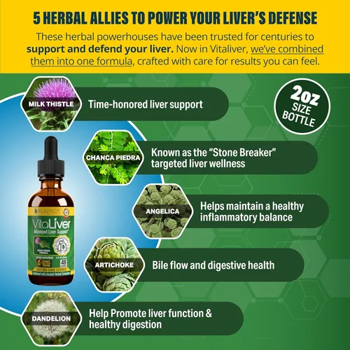 Vista 3 de VitaLiver - Suplemento para la salud del hígado - Apoya la limpieza y desintoxicación del hígado - Fórmula líquida para mejor absorción - Cardo
