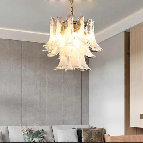 Vista 6 de Ceiling Light Modern Gold Chandeliers,Creative Round Crystal Glass Chandelier with 6- Cloud Glass Pendant Fixture Lamp