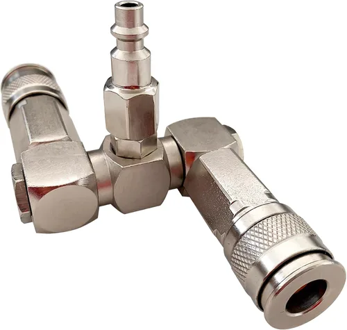 Vista 4 de Conector de manguera de aire - Divisor de manguera de aire de 2 vías, accesorios para compresores de aire, conectores giratorios de 360 grados