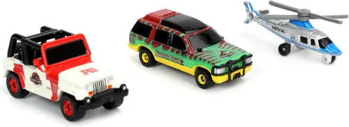 Vista 4 de Jada Toys Jurassic World - Juego de 3 autos fundidos a presión Wave 1, 1.65 pulgadas, juguetes para niños y adultos (31955)