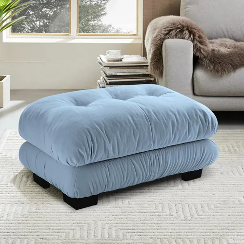 Vista 83 de Reposapiés Otomano Tapizado de Terciopelo con Cojín para Sofá Seccional Sofá 300 libras para Sala de Estar (Beige)
