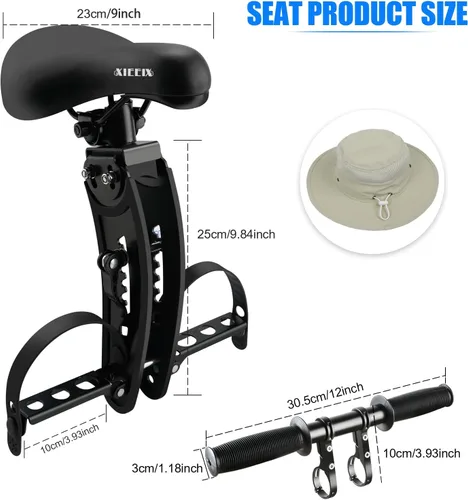 Vista 6 de XIEEIX Child Bike Seat, Kids Bike Seat with Guardrail, High Seat Cushion Backrest Mountain Bike Child Bike Seat, Bicycle Child Safety Seat for