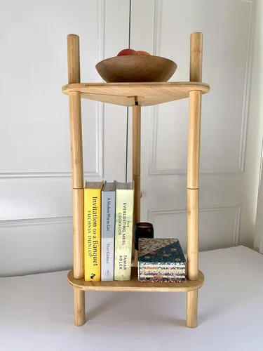 Vista 4 de Soporte ajustable para macetas de interior – Madera de bambú, altura y ancho ajustable (no necesita herramientas), se adapta a macetas pequeñas