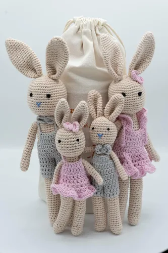 Vista 5 de Bunny Family, Bunny Dad Muñeca de Peluche de Ganchillo, Muñeca Amigurumi para Bebé/Niño Pequeño
