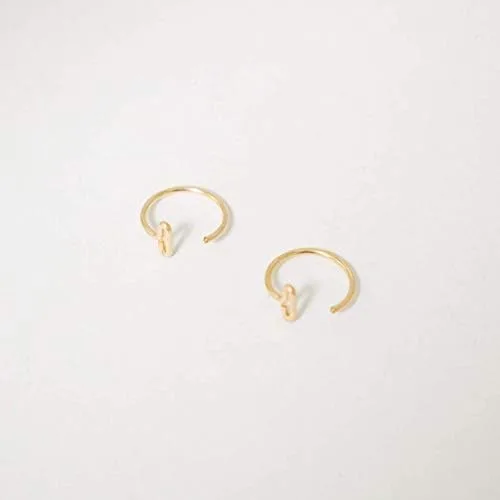 Vista 2 de Aretes de barra pequeña para abrazar, aretes de abrazo