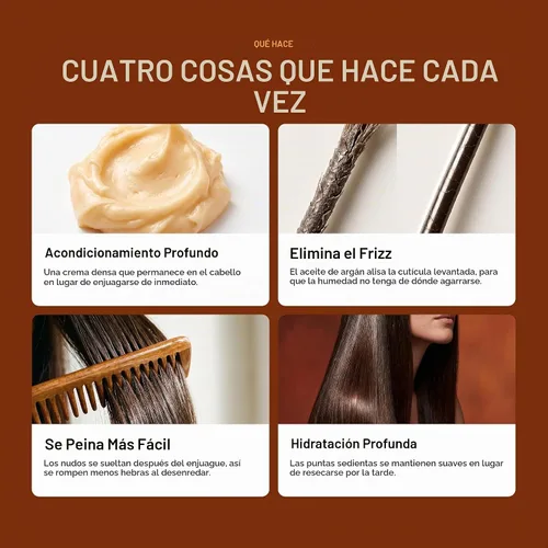 Vista 4 de Morfose - Mascarilla capilar con aceite de argán y acondicionador profundo para cabello grueso y seco, tratamiento nutritivo marroquí para cabello