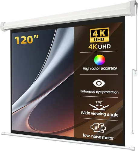 Vista 7 de Pantalla de proyector motorizada mate blanca de 100" para proyector UST de lanzamiento largo/estándar, pantalla de película con ángulo de visión