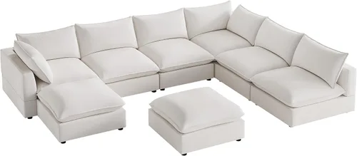 Vista 16 de Sofá modular seccional, sofá de nube de asiento profundo, cojines ultra cómodos, tapicería suave, funda extraíble, 4 plazas para sala de estar