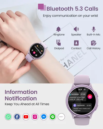 Vista 4 de Relojes inteligentes para mujeres y hombres (respuesta/hacer llamadas), reloj inteligente impermeable para Android y iPhone, reloj inteligente