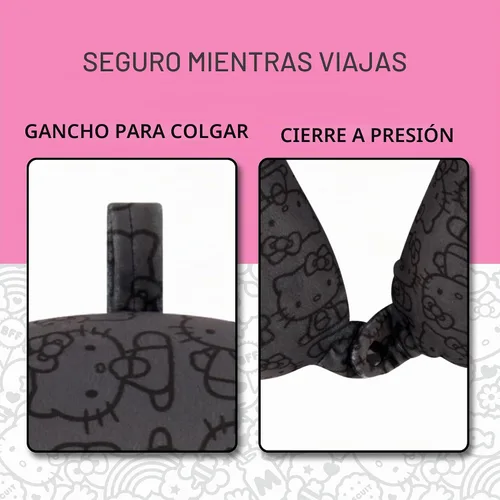 Vista 4 de FUL Hello Kitty - Almohada para el cuello, color negro Accesorios de viaje de espuma viscoelástica para avión, automóvil y oficina, cómodos