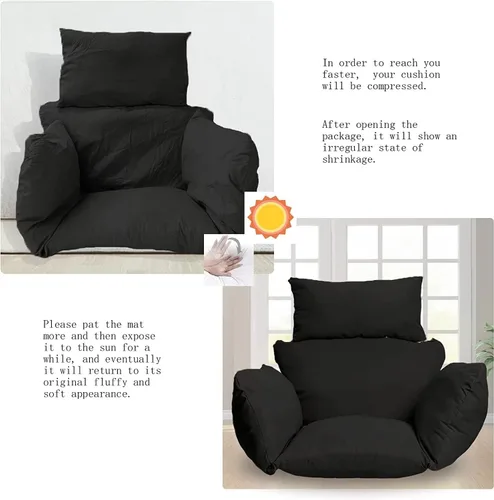 Vista 4 de Cojín para silla de huevo colgante para patio, cesta colgante, asiento lavable, color burdeos