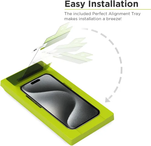 Vista 2 de PureGear Protector de pantalla de vidrio templado HD de máxima claridad para Apple iPhone 15 Pro (2023) de 6.1 pulgadas, cobertura completa, ajuste