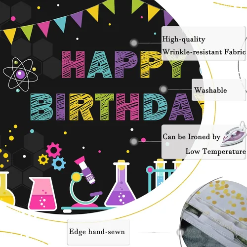 Vista 7 de Fondo temático de cumpleaños de ciencia química para niños, ciencia loca, divertido, científico, feliz cumpleaños, fotografía, fondo para niños