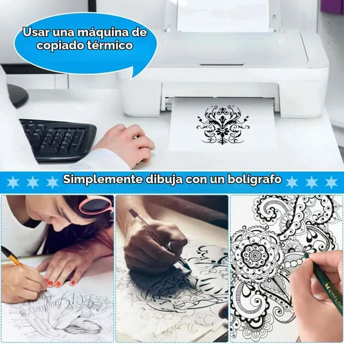 Vista 3 de 100 hojas de papel de transferencia de tatuajes, kit de plantillas de tatuaje 8 1/4 "x 11 3/4