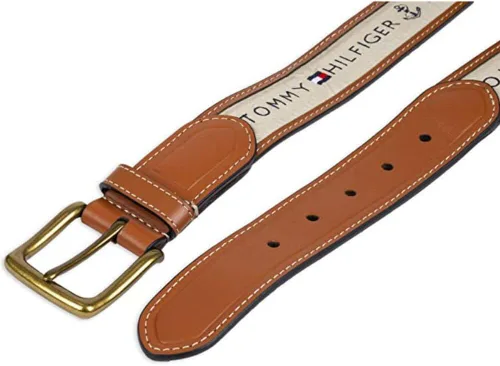 Vista 24 de Tommy Hilfiger Cinturón casual con incrustaciones de tela para hombre con hebilla clásica del arnés