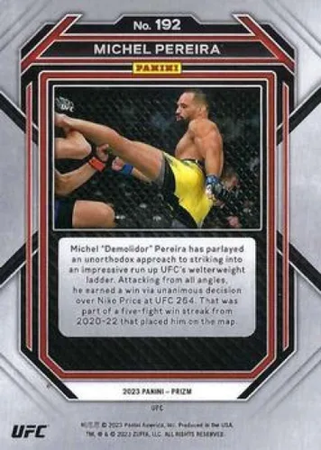 Vista 2 de Michel Pereira 2023 Panini Prizm UFC #192 NM+-MT+ MMA Fighting Vertical