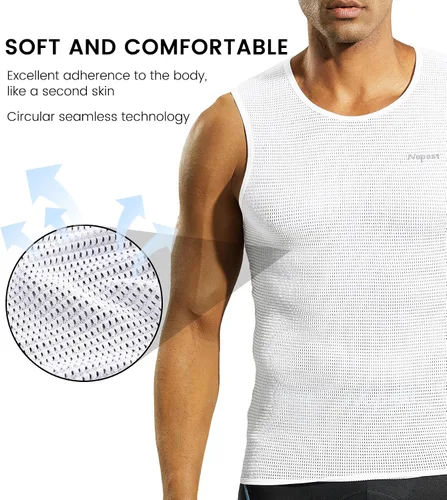 Vista 3 de Nepest Mens VestsShort Sleeve Biking Base Layer Breathable Mesh Sleeveless Cycling Baselayer Bicycle Ultralight Undershirts