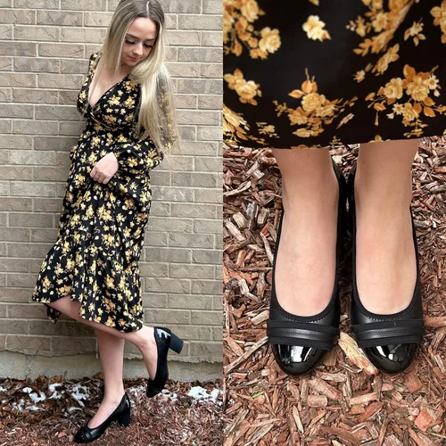 Vista 6 de JENN ARDOR Zapatos de vestir para mujer, tacón grueso de ballet para mujer, punta redonda, tacón cuadrado medio, suave, zapatos de tacón