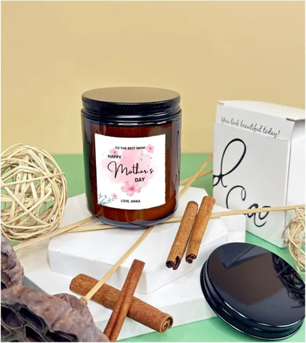 Vista 4 de Vela de cumpleaños personalizada, vela perfumada personalizada, regalos de agradecimiento, tarro de vela de granja de 8 onzas, vela de soja, regalos