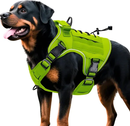 Vista 21 de Arnés táctico para perros grandes, chaleco reflectante ajustable sin tirones con sistema Molle, control de grado militar K9 para entrenamiento