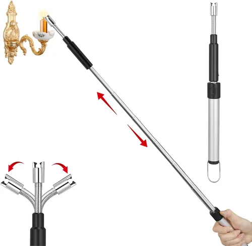 Vista 7 de Encendedor de arco eléctrico – Encendedor de plasma recargable con cuello ajustable de 11.4 a 27.55 pulgadas, resistente al viento y sin llama