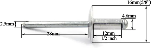 Vista 2 de 60 piezas de remaches ciegos de brida grande, aluminio, diámetro de brida 5/8" (16 mm), kit surtido de remaches emergentes remache ciego, 3/16" x