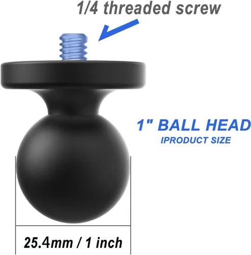 Vista 4 de Adaptador de montaje de bola de 1 pulgada para Insta360 con base de liberación rápida para Gopro, compatible con soportes de cabeza de bola RAM
