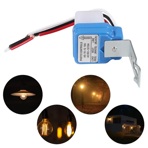 Vista 5 de Interruptor de fotocélula de 12 V 10 A, interruptor automático de sensor de luz de fotocélula de encendido/apagado automático, interruptor de luz a