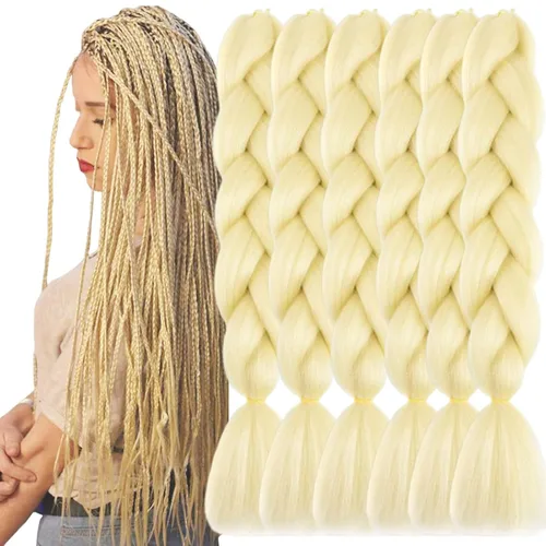 Vista 32 de 3 paquetes de extensiones de cabello sintético para trenzar de color negro a azul, tamaño jumbo ombré, de 24 pulgadas o trenzas de ganchillo