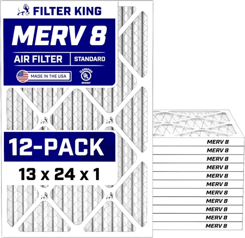 Vista 282 de Filter King Filtro de aire de 5.88 x 12.13 x 1 (MERV 8) (paquete de 12) filtros de horno de CA para control de polvo y alergias, fabricados en EE.